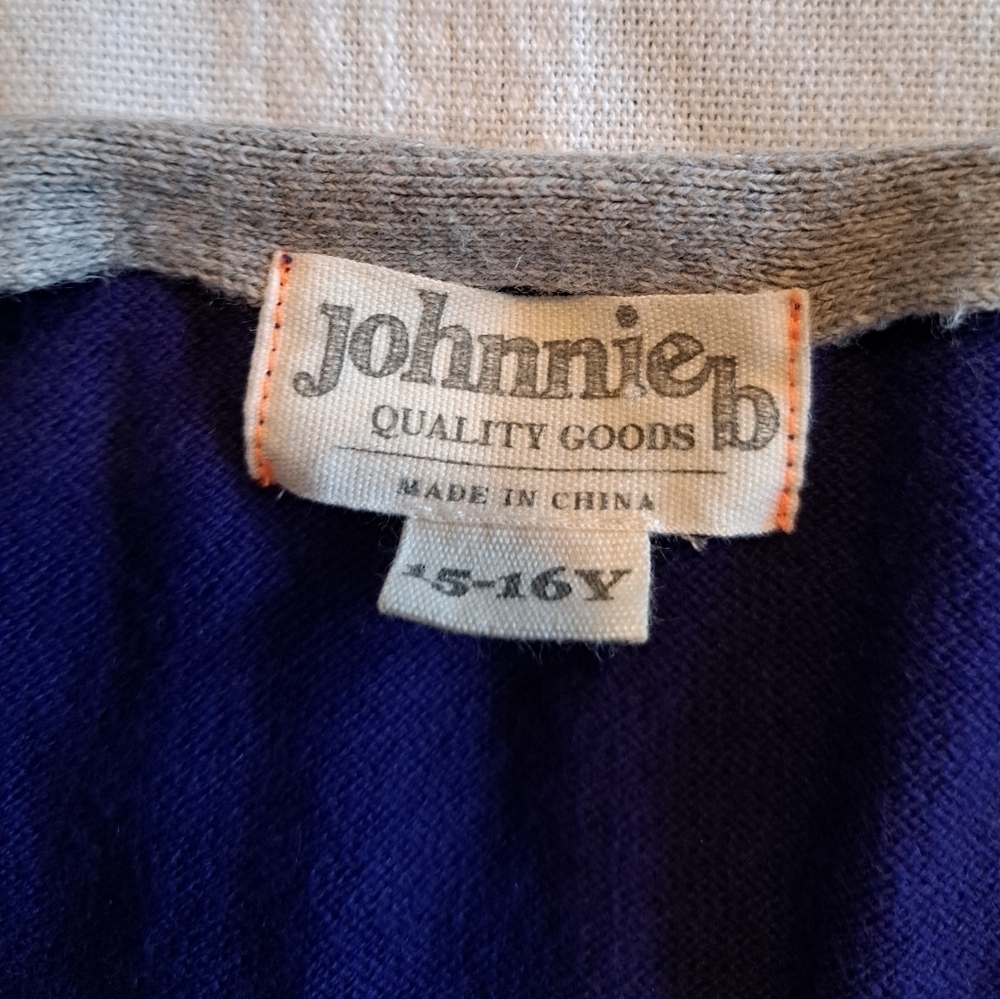 Johnnie B girls 15-16 years purple with gray trim cardigan 7 button closure VGUC - Picture 2 of 5